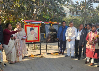 प्रदेश के प्रथम मुख्यमंत्री स्व. नित्यानंद स्वामी स्मृति द्वार का शिलान्यास