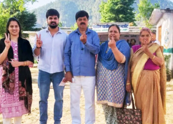 Ganesh Godiyal voted with his family