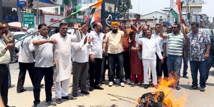उद्यान घोटाला : कांग्रेस ने फूंका सरकार का पुतला