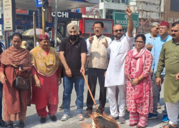 पेपर लीक के विरोध में कांग्रेस ने प्रदेश भर में फूंका सरकार का पुतला