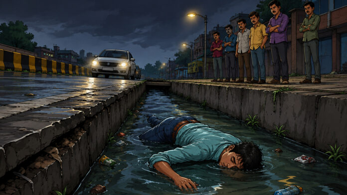 सड़क किनारे नाले में गिरने से युवक की मौत